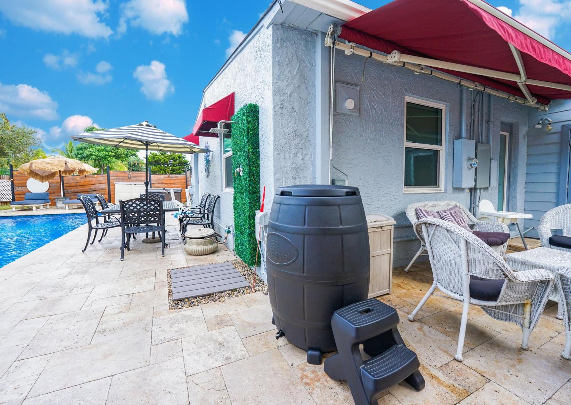 Palms Retreat! Giant Heated Pool-Hottub-Firepit-5Min2Beach-Pets-Ev Chgr Fort Lauderdale Exterior foto